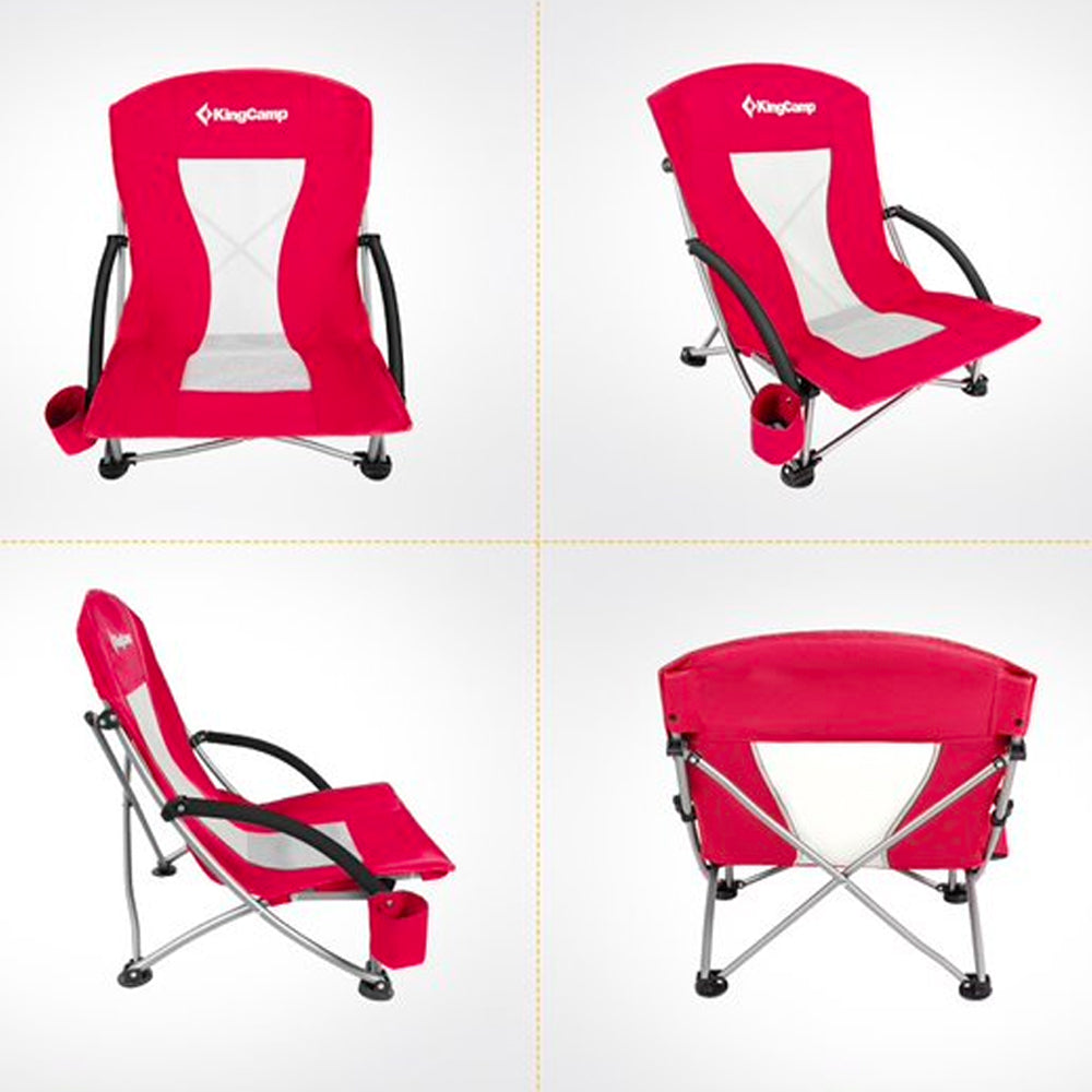 KingCamp Strong Stable Folding Beach Chair w/ Mesh Back, Red (Open Box)