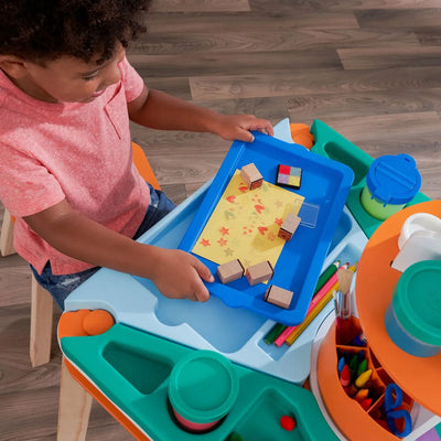 KidKraft Maker's Space Project Station Activity Craft Table w/ Storage & Stools
