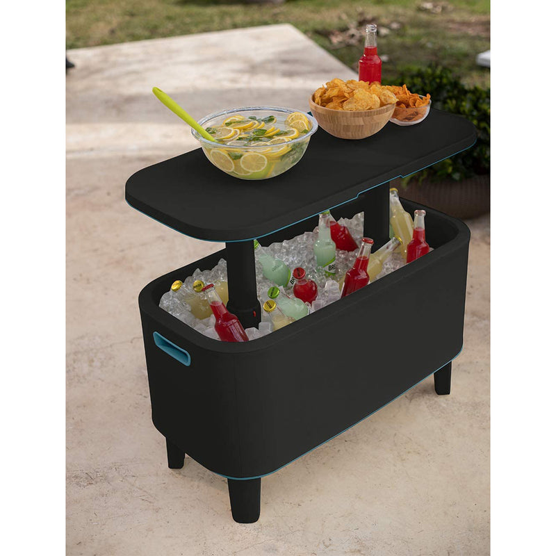 Keter Breeze Bar 17Gal Cooler with Pop-Up Table Top Bar Cart, Grey & Teal (Used)