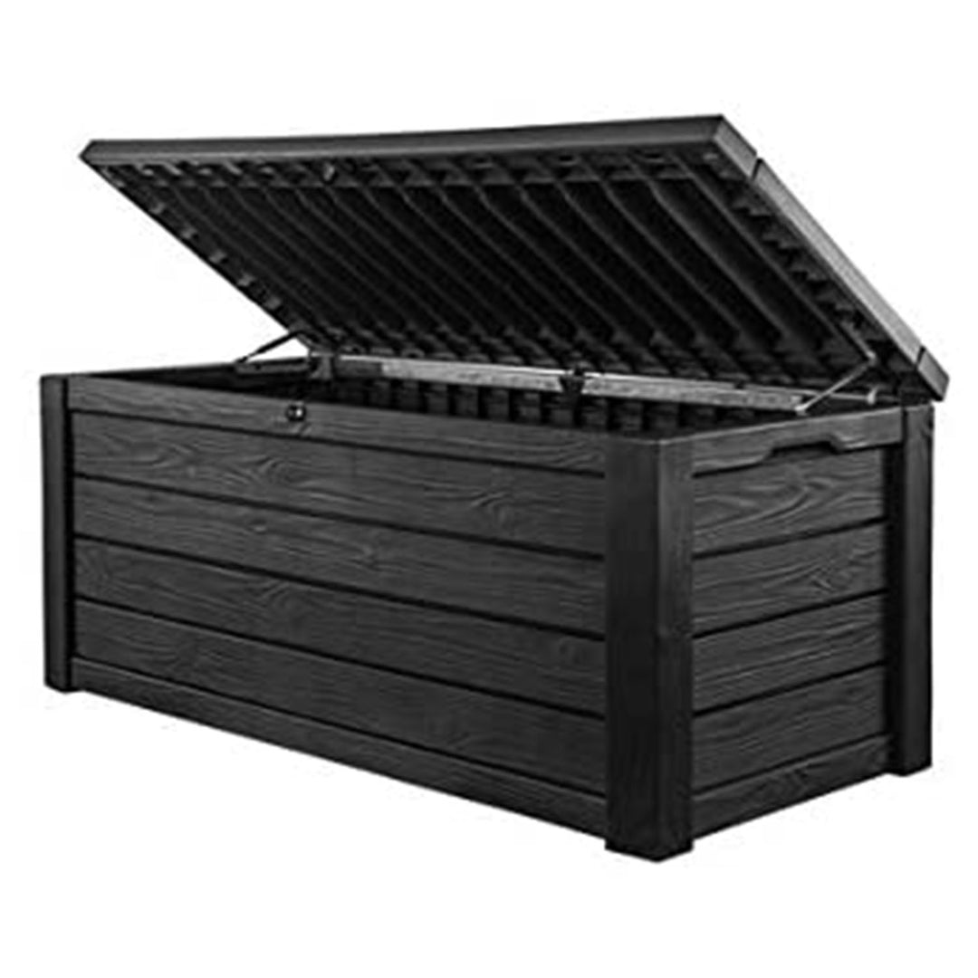 Keter Westwood 150 Gallon Outdoor Furniture Storage Deck Box Dark Gray(Open Box)