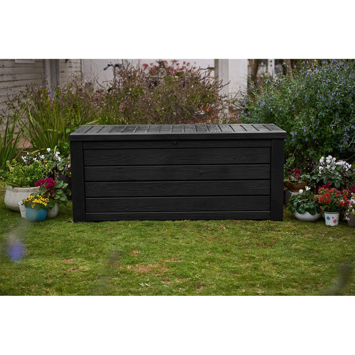 Keter Westwood 150 Gallon Outdoor Furniture Storage Deck Box Dark Gray(Open Box)