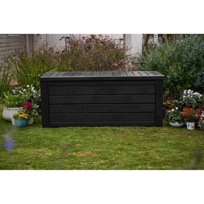 Keter Westwood 150 Gallon Outdoor Furniture Storage Deck Box, Dark Gray (Used)