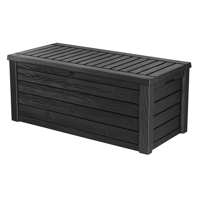 Keter Westwood 150 Gallon Plastic Outdoor Furniture Storage Deck Box, Dark Gray