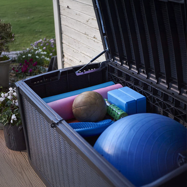 Keter Borneo Outdoor Storage Bin for Patio Furniture, 110 Gal, Grey (Open Box) - VMInnovations