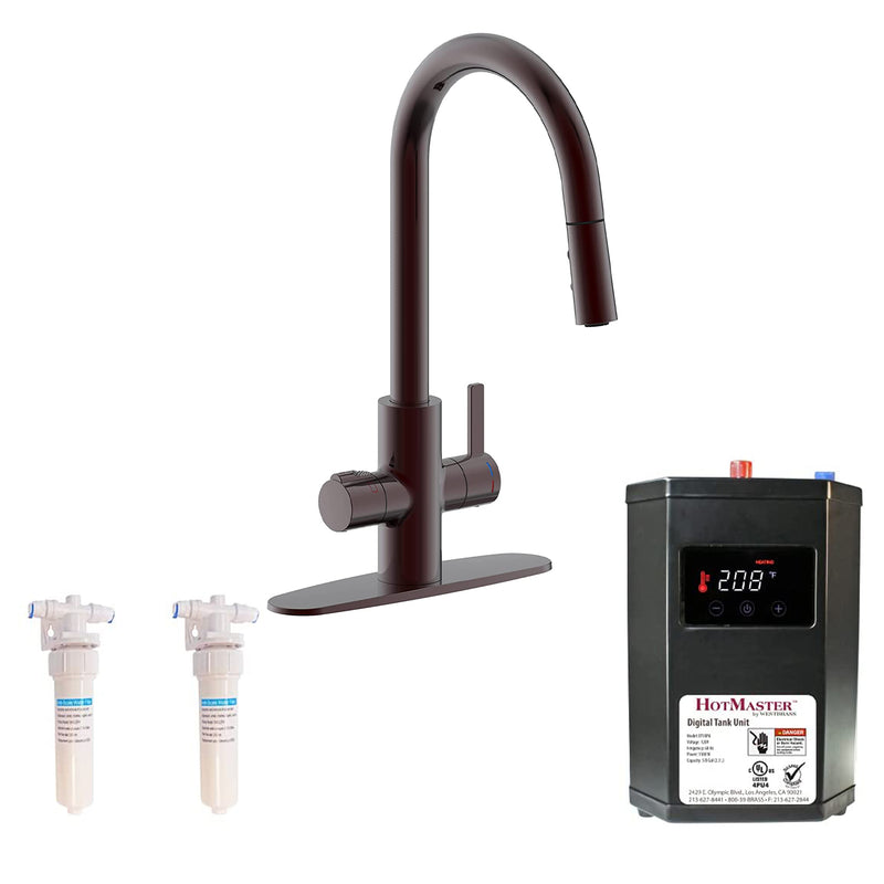 Westbrass HotMaster 4 in 1 Kitchen Faucet w/ Instant Hot Tank, Oil Rubbed Bronze