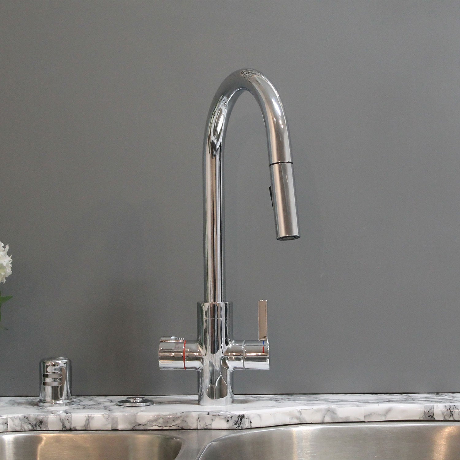 Westbrass 4 in 1 Hot Water Dispenser Faucet w/Instant Hot Tank, Chrome(Open Box) - VMInnovations