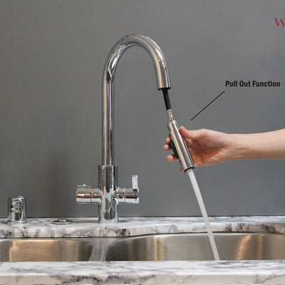 Westbrass 4in1 Hot Water Dispenser Faucet w/Instant Hot Tank, Chrome (For Parts)