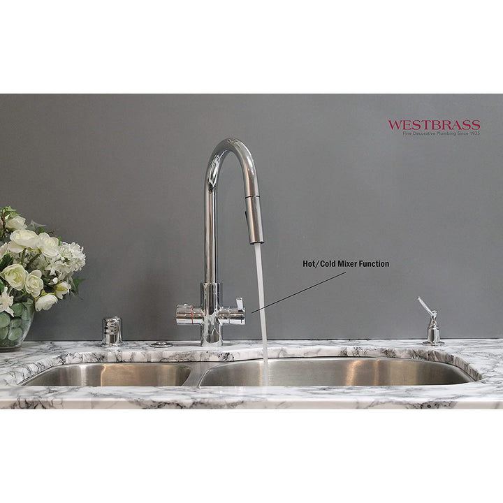 Westbrass 4in1 Hot Water Dispenser Faucet w/ Hot Tank, Polished Chrome(Open Box) - VMInnovations