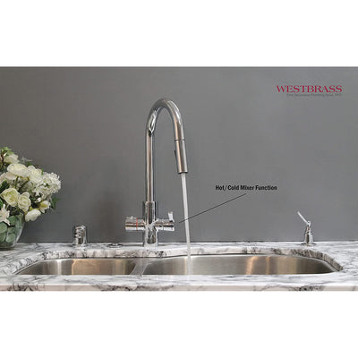 Westbrass 4in1 Hot Water Dispenser Faucet w/ Hot Tank, Polished Chrome(Open Box)