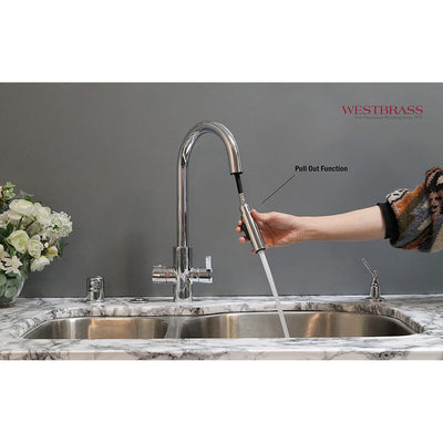 Westbrass 4in1 Hot Water Dispenser Faucet w/ Hot Tank, Polished Chrome(Open Box)