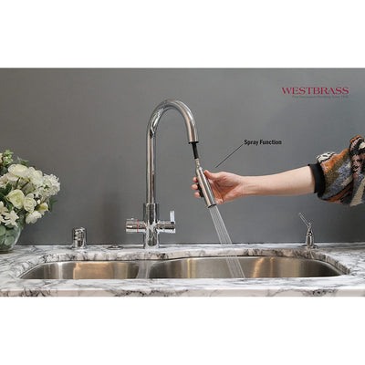 Westbrass 4in1 Hot Water Dispenser Faucet w/ Hot Tank, Polished Chrome(Open Box)