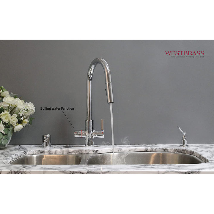 Westbrass 4in1 Hot Water Dispenser Faucet w/ Hot Tank, Polished Chrome(Open Box) - VMInnovations