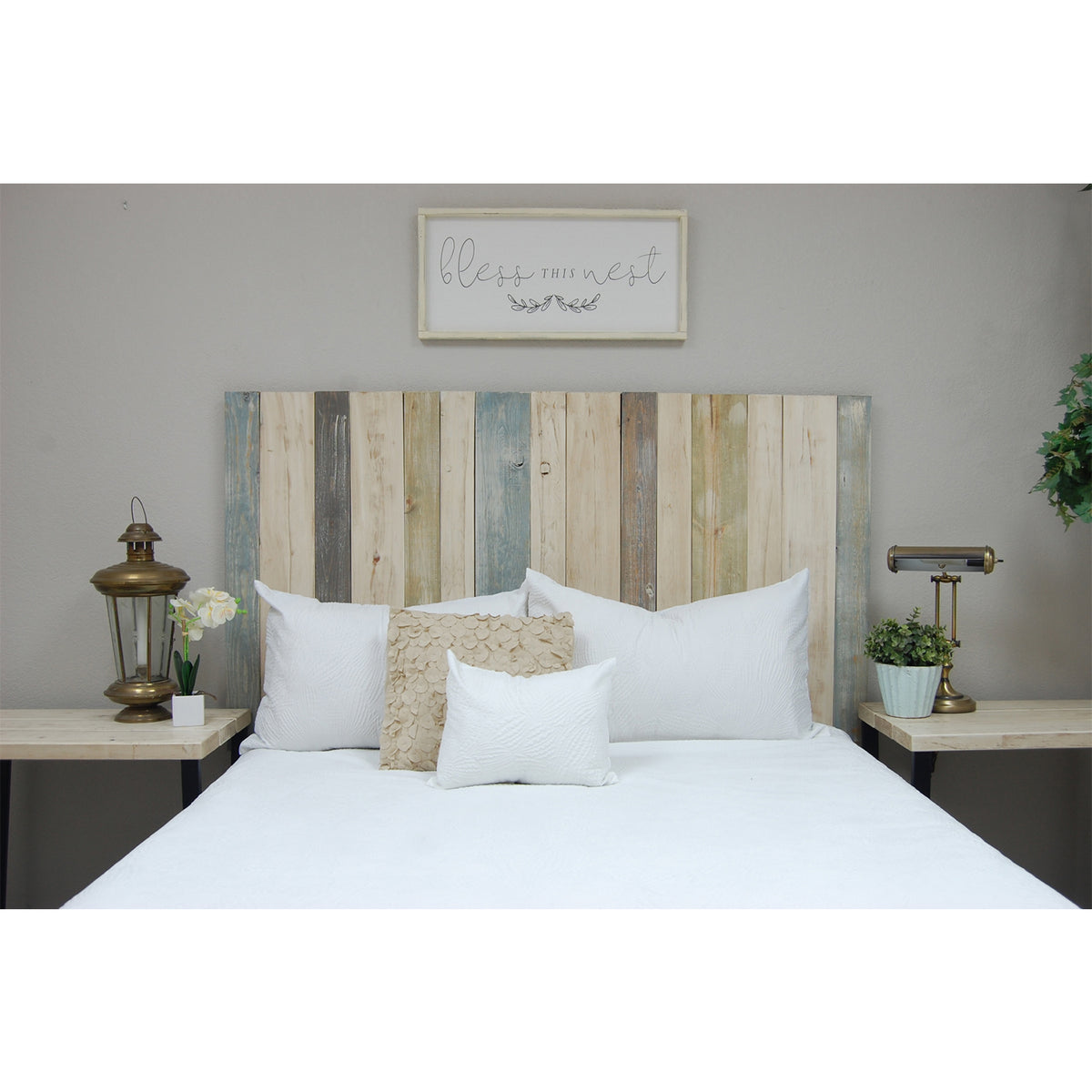 Barn Walls Floating Hanger Handmade 3 Panel Wall Headboard, Queen (Open Box)