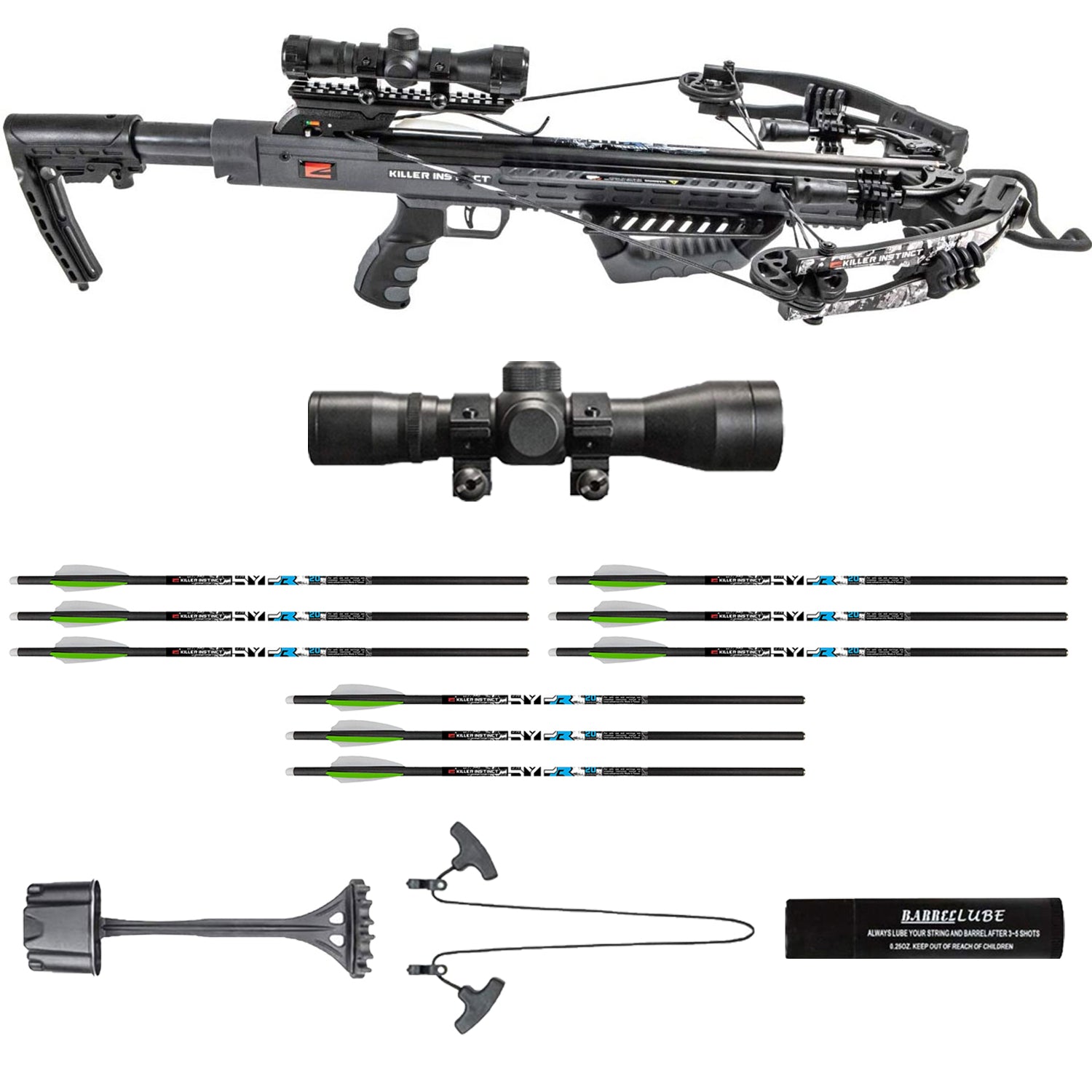 Killer Instinct Burner 415 Archery Crossbow w/ 9 HYPR Lite 20 Inch Carbon Bolts - VMInnovations