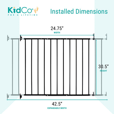 KidCo Top of Stairs Quick Release Baby Gate, 42.5"x30.5", Black (For Parts)