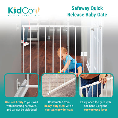 Safeway Top of Stairs Quick Release Baby Gate, 42.5x30.5 In,  (Open Box) - VMInnovations