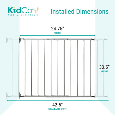 KidCo G2000 Safeway Top of Stairs Quick Release Baby Gate, 42.5 x 30.5 In, White