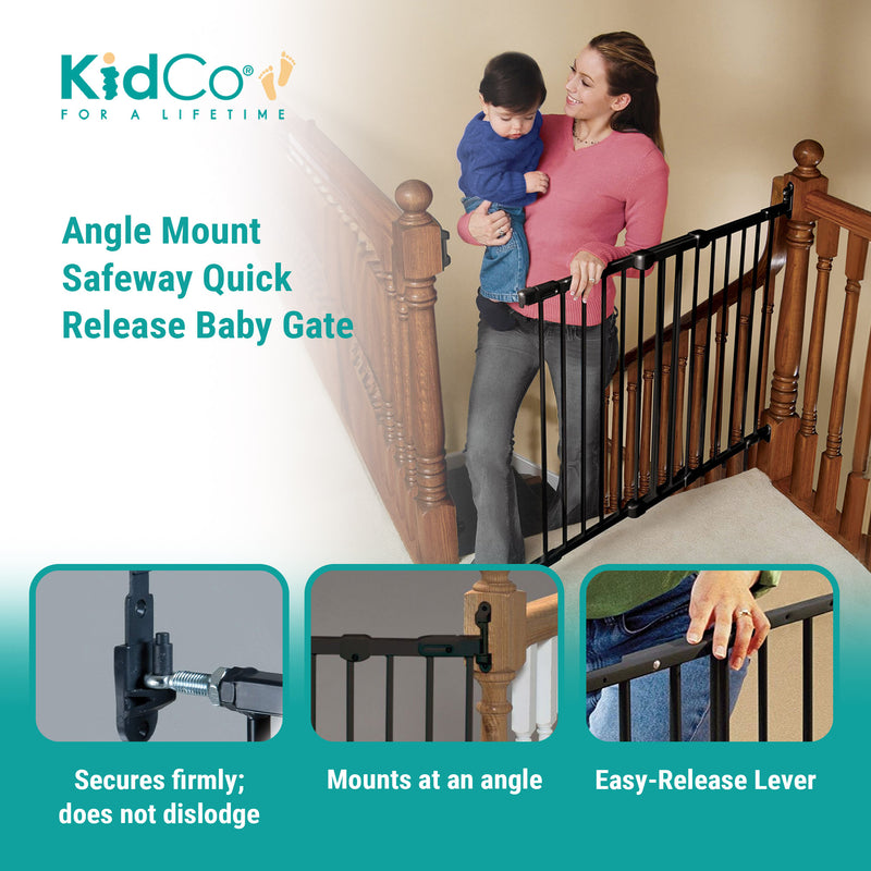 KidCo Angle Mount Metal Safeway Quick Release Gate, Black (Open Box)
