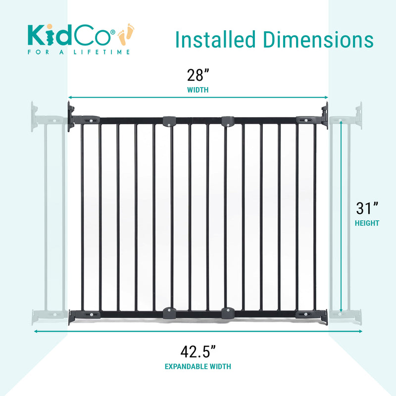 KidCo Angle Mount Safeway Stair Top Quick Release Baby Gate, 42.5x30.5 In, Black