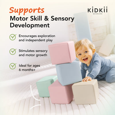 KIDKII 9pc Mini Builder Cubes Soft Foam Stackable Toddler Blocks (Open Box) - VMInnovations