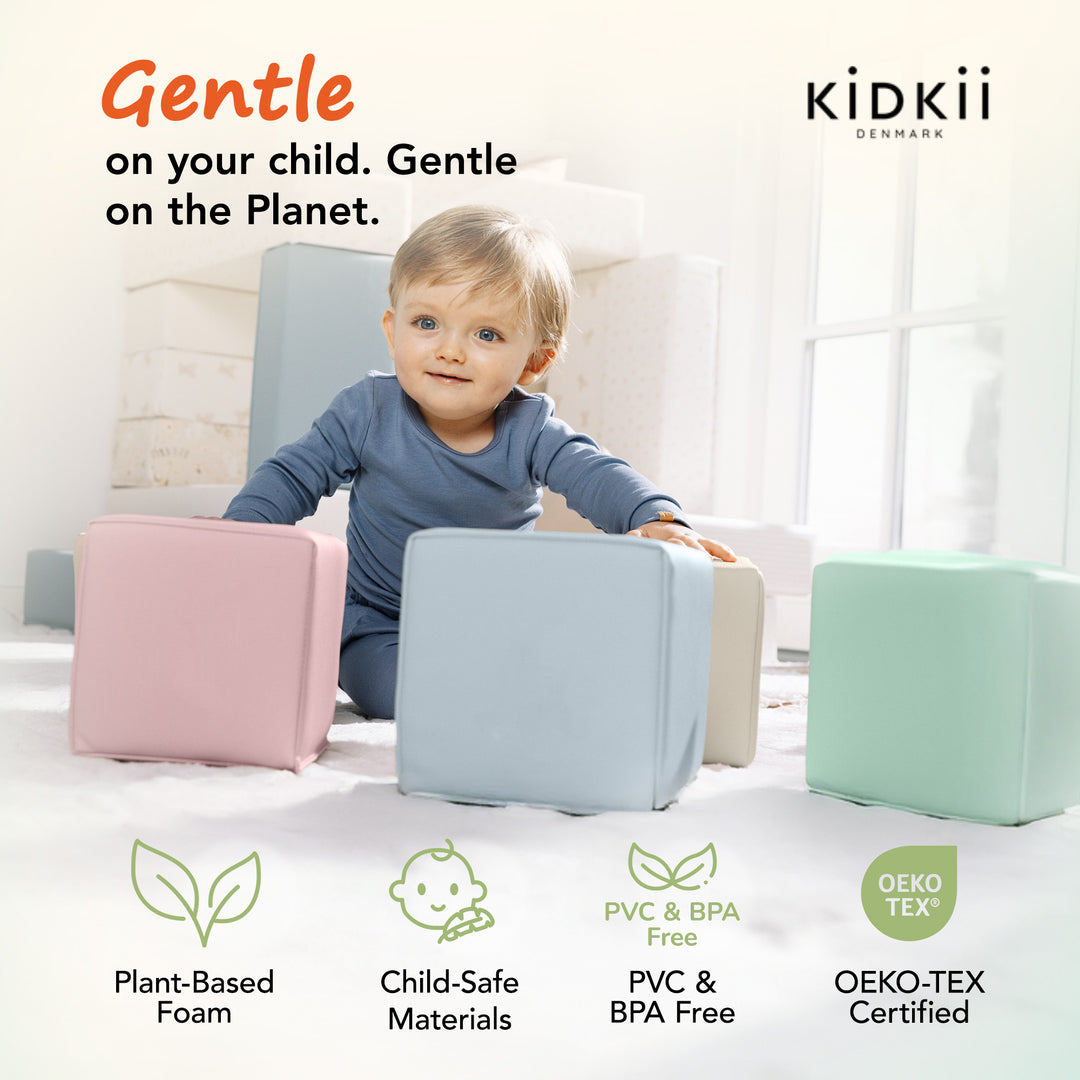 KIDKII 9pc Mini Builder Cubes Soft Foam Stackable Toddler Blocks (Open Box)