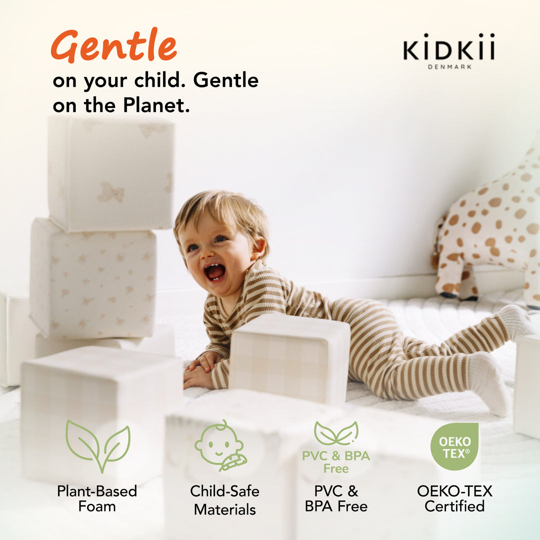 KIDKII 9pc Set Mini Builder Cubes Soft Foam Stackable Toddler Blocks (Open Box)