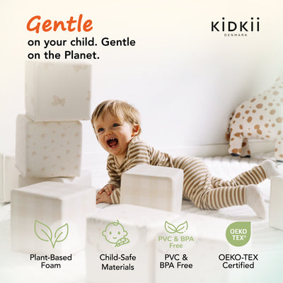 KIDKII 9pc Set Mini Builder Cubes Soft Foam Stackable Toddler Blocks (Open Box) - VMInnovations
