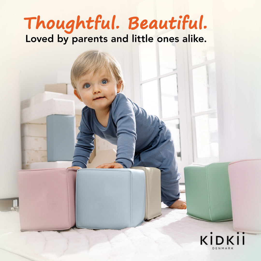 KIDKII 9pc Mini Builder Cubes Soft Foam Stackable Toddler Blocks (Open Box)