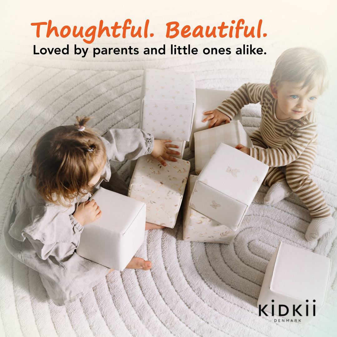 KIDKII 9pc Set Mini Builder Cubes Soft Foam Stackable Toddler Blocks (Open Box)