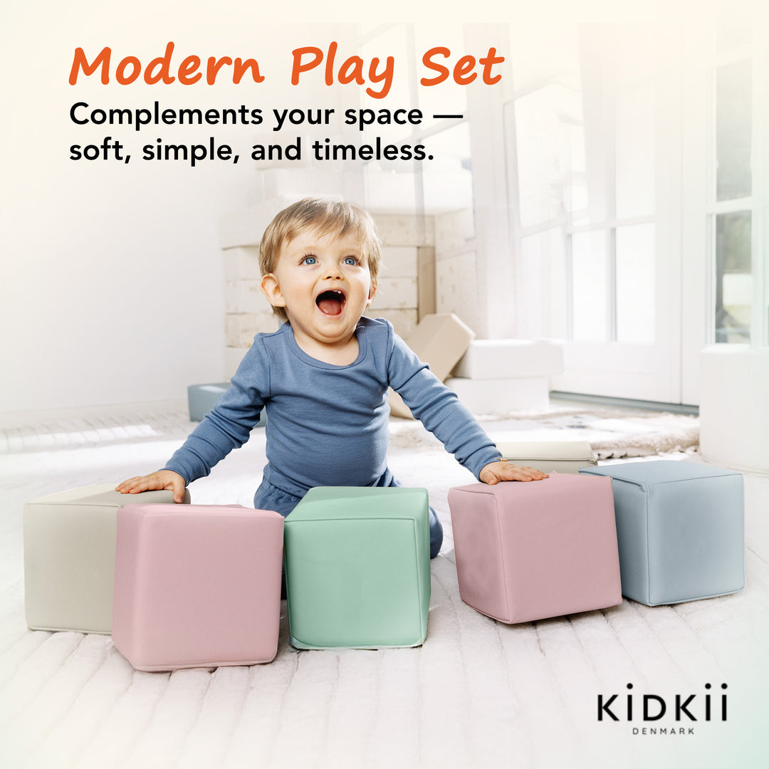 KIDKII 9pc Mini Builder Cubes Soft Foam Stackable Toddler Blocks (Open Box)