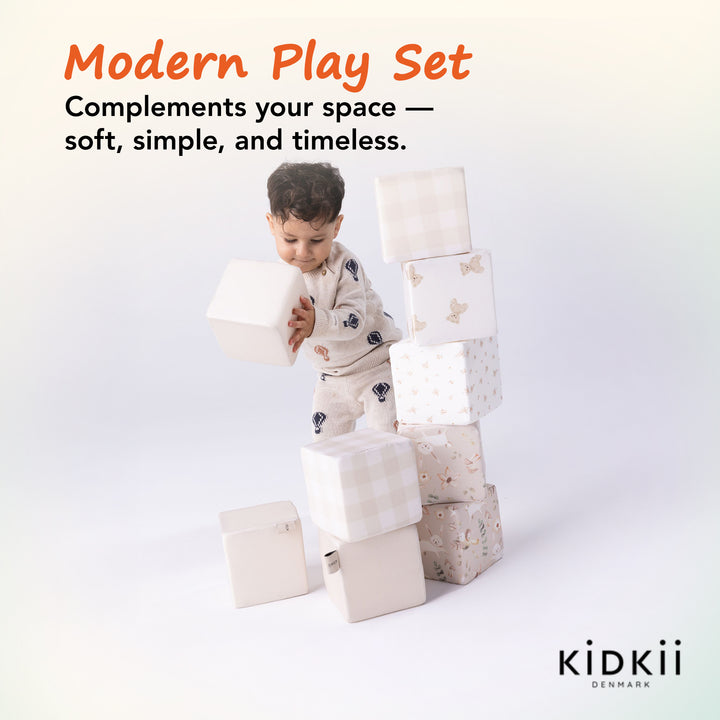 KIDKII 9pc Set Mini Builder Cubes Soft Foam Stackable Toddler Blocks (Open Box)
