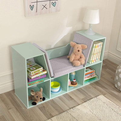 KidKraft Bookcase Storage Shelving Unit w/ Children's Reading Nook, Mint (Used)