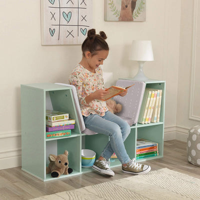 KidKraft Bookcase Shelving Unit w/ Children's Reading Nook, Mint (Open Box)