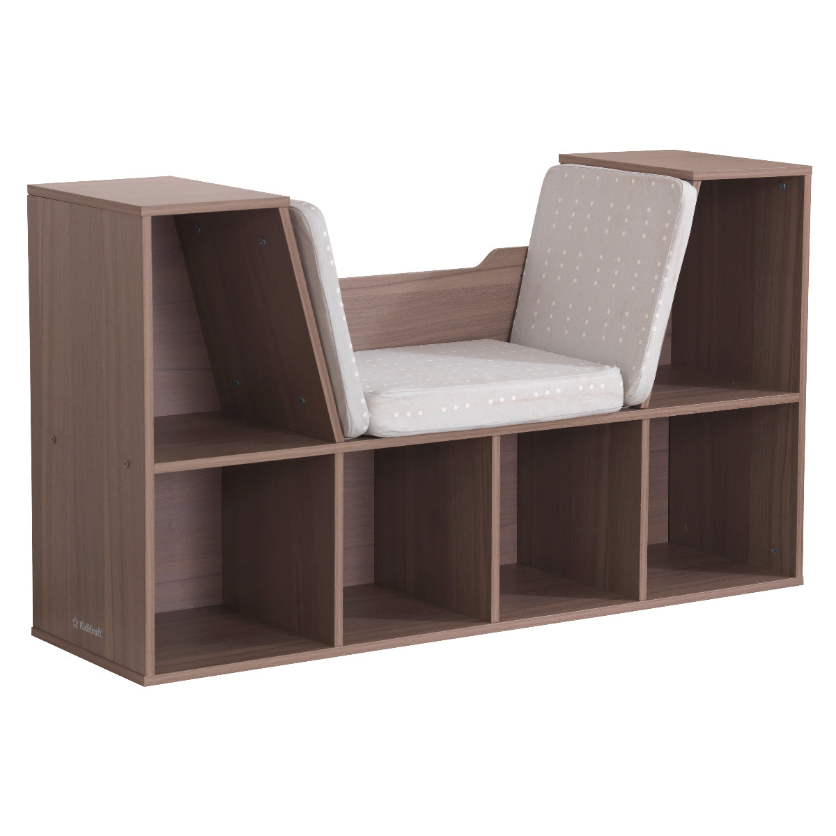 KidKraft Wooden Bookcase Storage Shelving Unit w/ Reading Nook, Gray (Open Box)