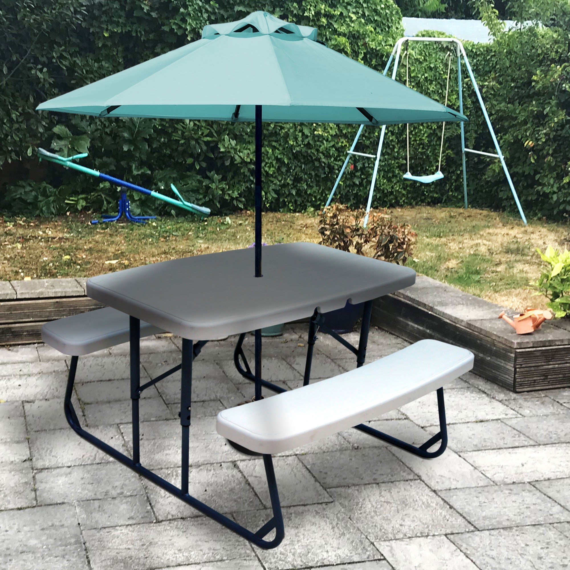 Plastic Development Steel Frame Kids Picnic Outdoor Table, White (Open Box) - VMInnovations