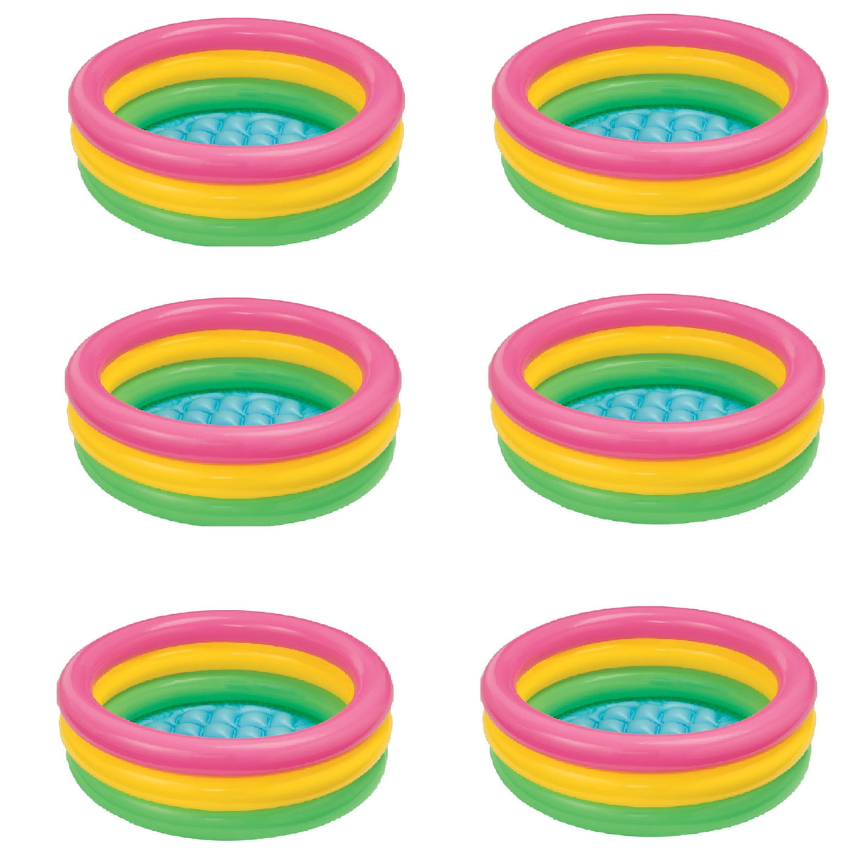 Intex 34in x 10in Sunset Glow Soft Inflatable Baby/Kids Swimming Pool (6 Pack) - VMInnovations