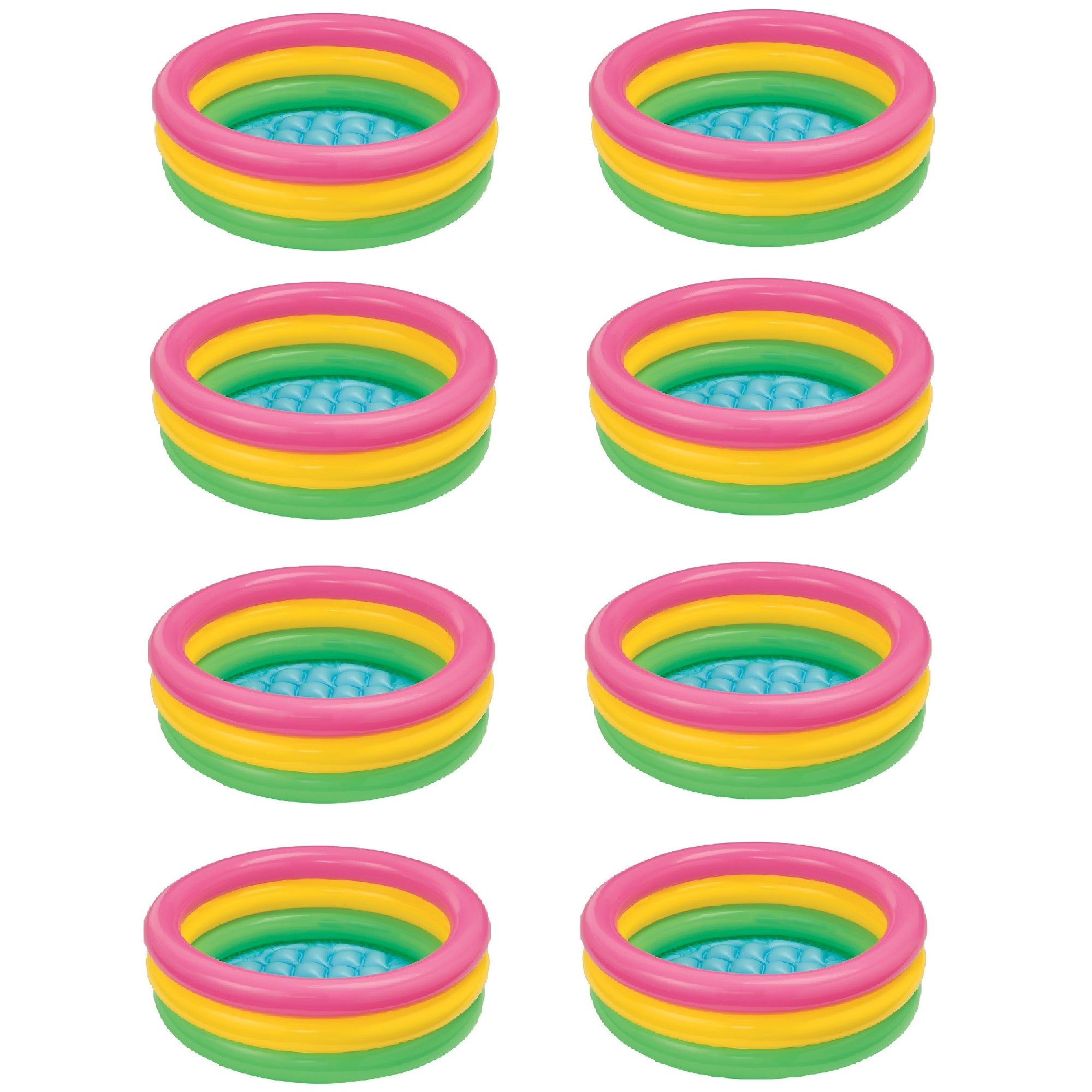 Intex 34in x 10in Sunset Glow Soft Inflatable Baby/Kids Swimming Pool (8 Pack) - VMInnovations