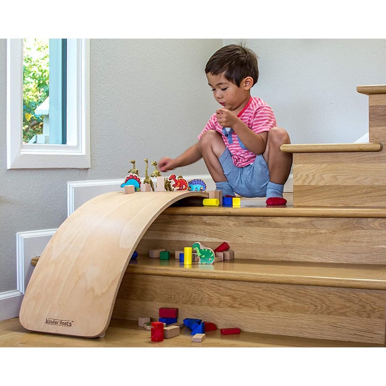 Kinderfeets Bamboo Balance Board Disk and Waldorf Wood Balance Board, Natural