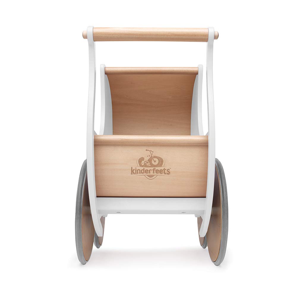Kinderfeets 2-in-1 Versatile Baby/Toddler Wooden Toy Walker Stroller Pram, White