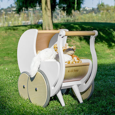 Kinderfeets 2-in-1 Versatile Baby/Toddler Wooden Toy Walker Stroller Pram, White