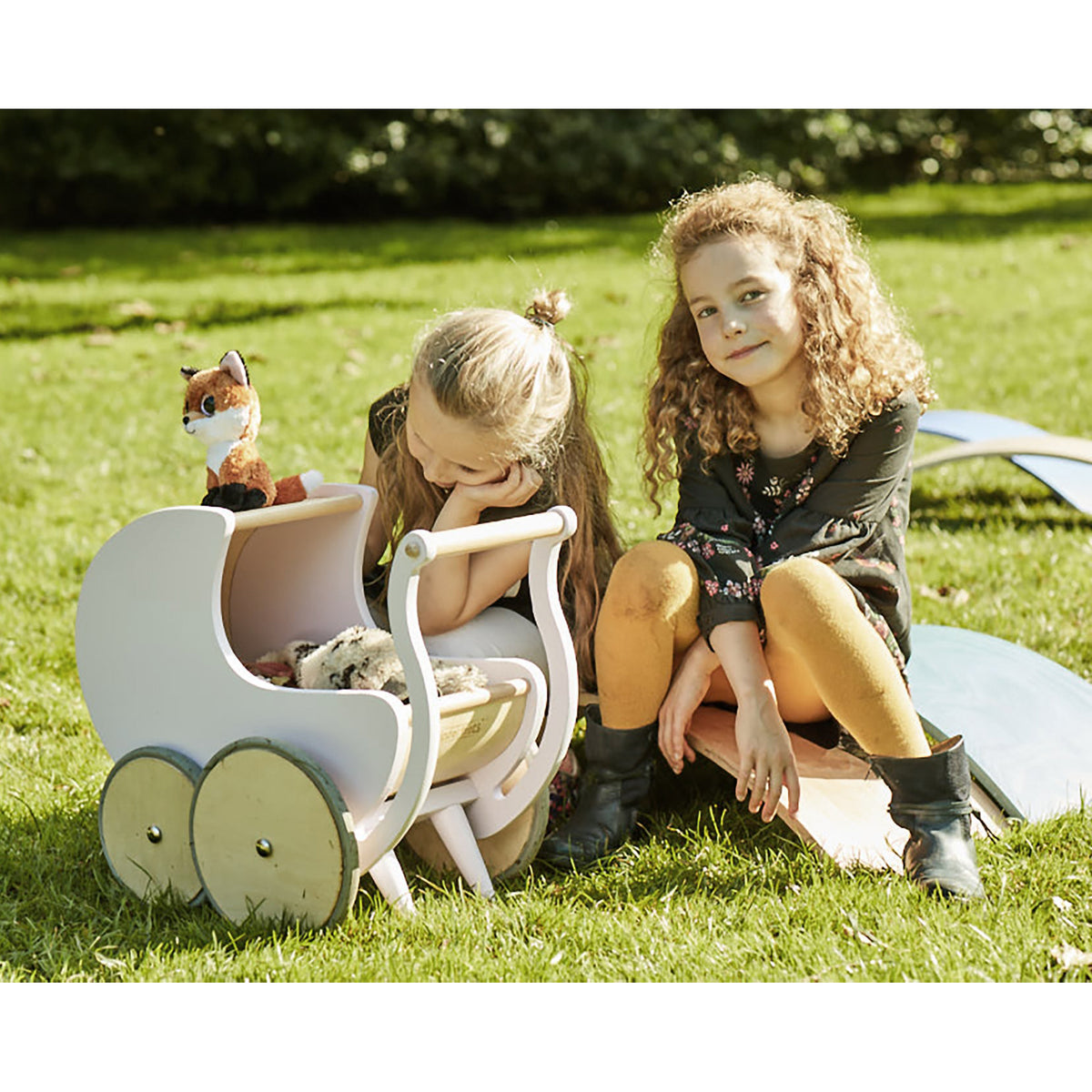 Kinderfeets 2-in-1 Versatile Baby/Toddler Wooden Toy Walker Stroller Pram, White