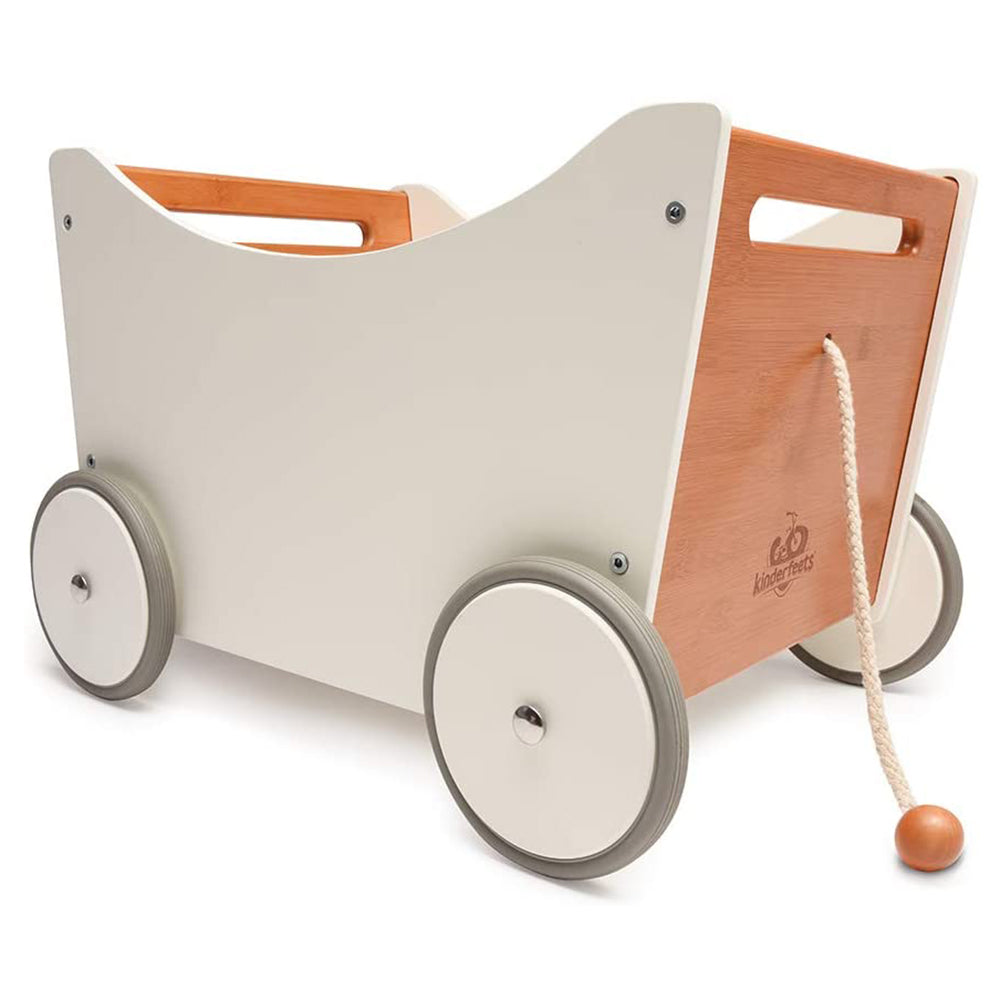 Kinderfeets 2-in-1 Versatile Baby Toddler Wooden Toy Storage Box Walker, White - VMInnovations