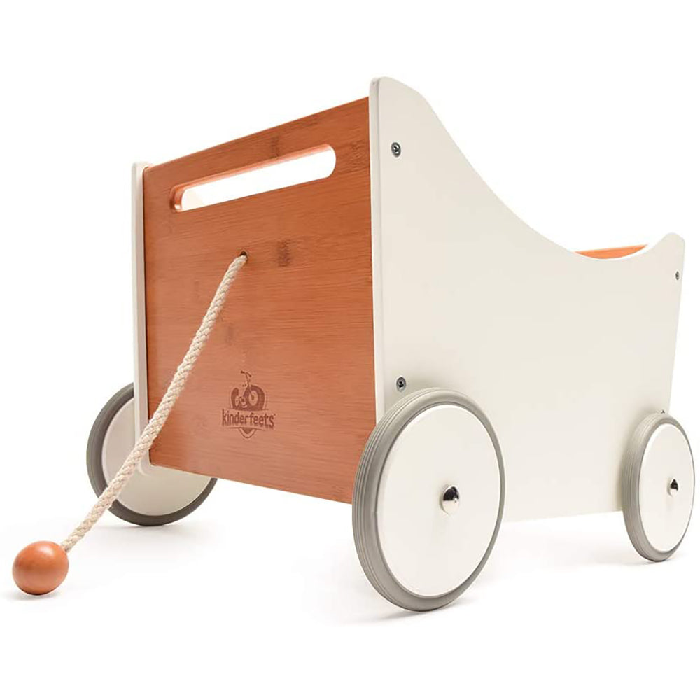 Kinderfeets 2-in-1 Versatile Baby Toddler Wooden Toy Storage Box Walker, White - VMInnovations