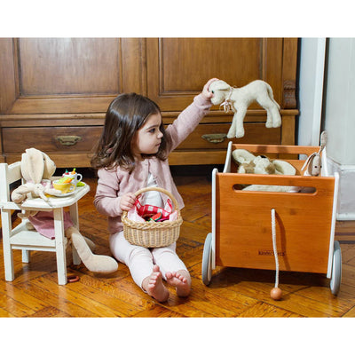 Kinderfeets 2-in-1 Versatile Baby Toddler Wooden Toy Storage Box Walker, White - VMInnovations