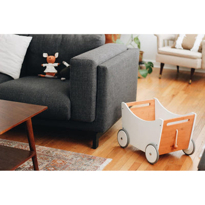 Kinderfeets 2-in-1 Versatile Baby Toddler Wooden Toy Storage Box Walker, White - VMInnovations