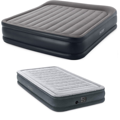 Intex Deluxe Inflatable Air Bed, King & Intex Air Bed, Twin w/ Built in Pumps