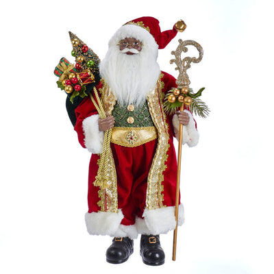 Kurt Adler KK0049 18 Inch Kringles African American Santa Figurine, Red and Gold