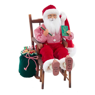 Kurt Adler 18" Kringle Claus Sitting in Chair with Bag of Gifts,Multicolor(Used) - VMInnovations