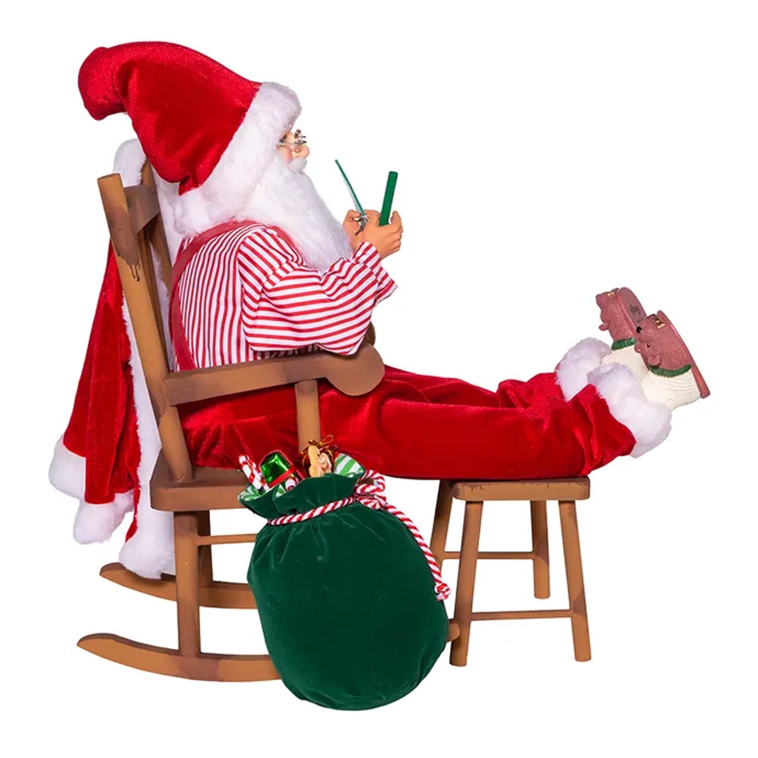 Kurt Adler 18" Kringle Claus Sitting in Chair with Bag of Gifts,Multicolor(Used) - VMInnovations