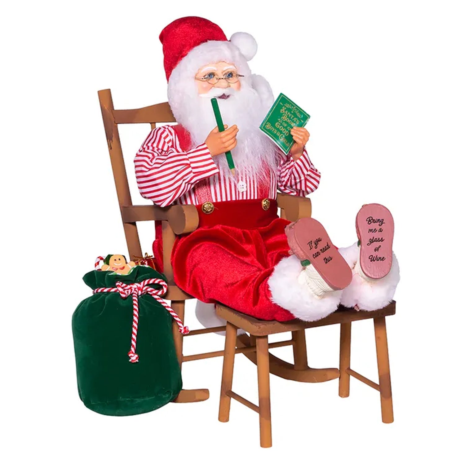 Kurt Adler 18" Kringle Claus Sitting in Chair with Bag of Gifts,Multicolor(Used) - VMInnovations